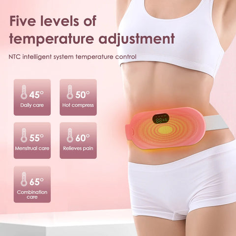 Deryaft®️ Electric Period Cramp Massager Vibrating Heating Belt for Menstrual Colic Relief Pain Waist Stomach Abdominal Warm palace belt