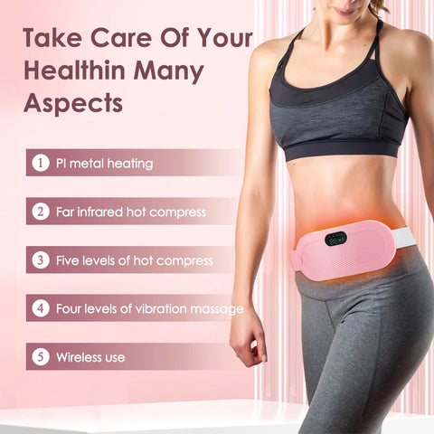 Deryaft®️ Electric Period Cramp Massager Vibrating Heating Belt for Menstrual Colic Relief Pain Waist Stomach Abdominal Warm palace belt